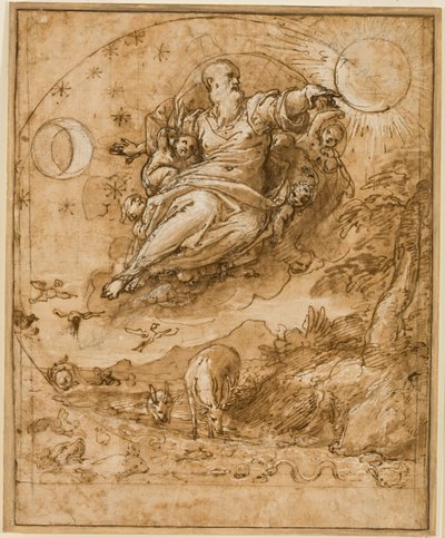 Der Herr erschafft Sonne und Mond, 1566-69 von Federico Zuccaro